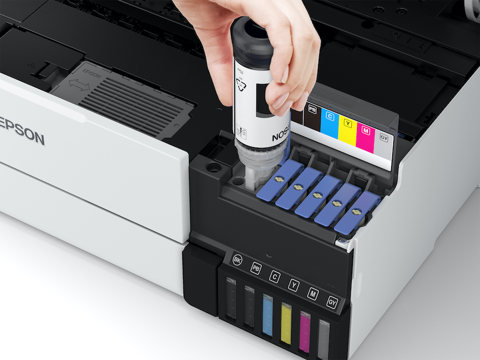 Epson's EcoTank Photo Printers are cartridge-free.